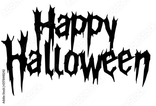 Large Black  Happy Halloween Spooky Jagged Typography Isolated on Transparent Background