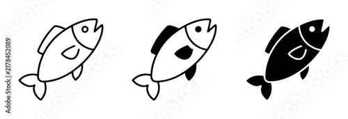 Simple Fish Icons, Seafood Vector Graphics, Aquatic Animal Illustrations