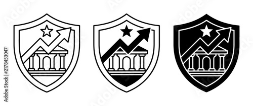 Financial Growth Shields, Investment Success Icons, Banking Security Emblems, Vector Set