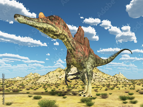 Dinosaurier Ichthyovenator in einer Landschaft