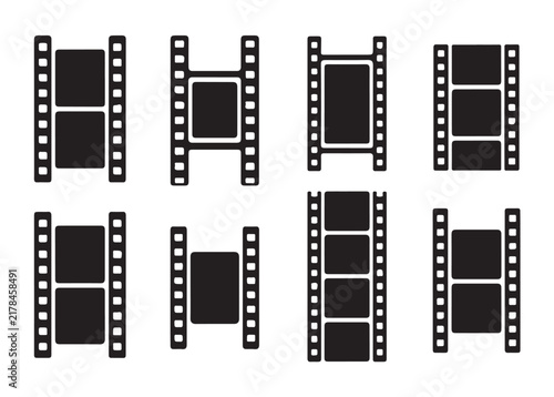Bild auf Leinwand Cinema film strip frames collection black silhouettes for video post production and motion graphic work
