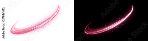 Принти на полотні Elegant pink glowing swoosh curve with sparkling particles trailing gracefully f