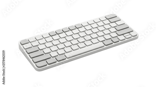 White Modern Keyboard Angled View On White Background