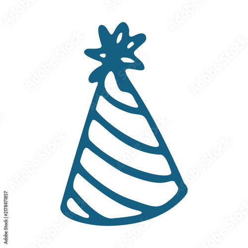 Single cute party hat cone doodle vector illustration