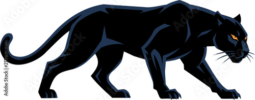 Black Panther Mascot Logo Vector Illustration of a Prowling Big Cat Predator