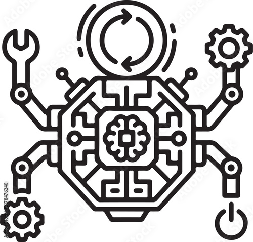 Artificial Intelligence Self-Governing Task Bot Illustration for Industrial Automation and Smart Technology