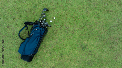 golf bag for media golf.
Top view media golf bag shoot.
Bag lies by media golf.