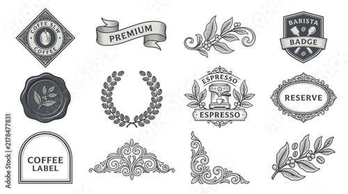 Coffee Shop Labels and Emblems - Vintage Design Elements