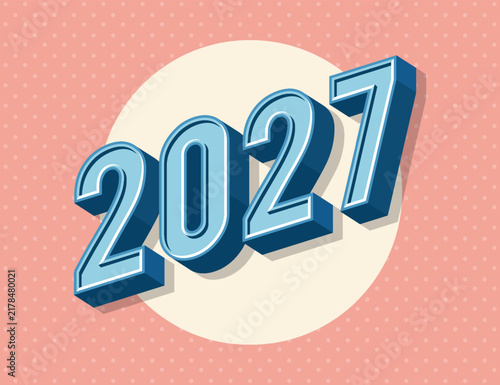 3D 2027 text illustration on a vintage style background vector design