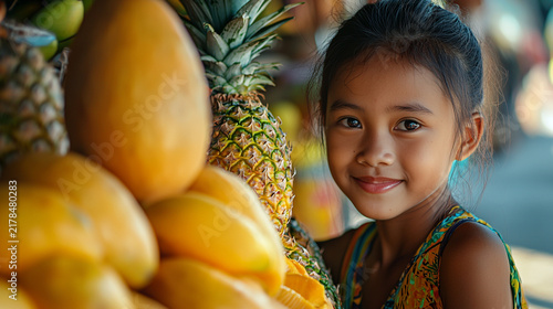Young girl smiles beside a large.
