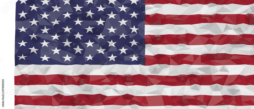 Fototapeta premium Abstract geometric American flag illustration with stars and stripes.