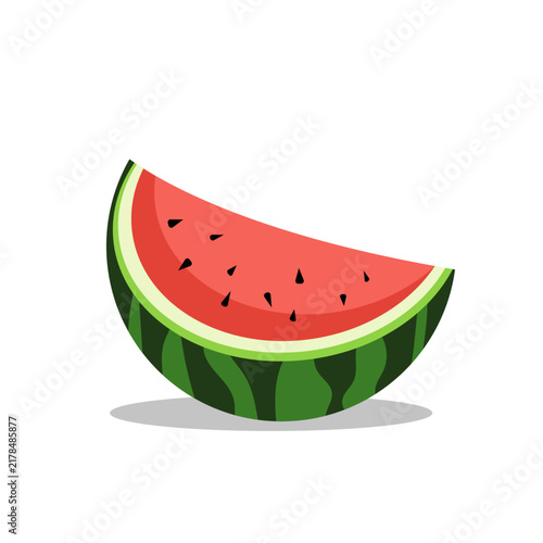 Juicy watermelon slice vector illustration with seeds on white background