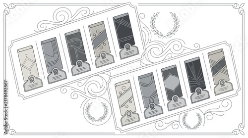 Collection of Retro Award Ribbons and Medals, Isolated on Transparent Background