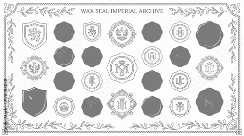 Collection of Vintage Wax Seals and Heraldic Emblems