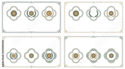 Decorative frames with emblems, isolated on transparent background