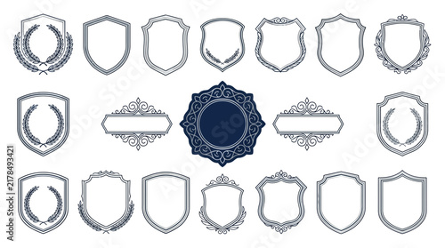 Decorative Heraldic Emblems and Crests, Isolated Vector Frames