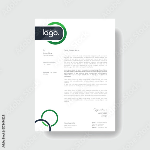 Modern Corporate Geometric Business Letterhead Template With Minimal Circle Elements Professional A4 Stationery Design Clean Branding Identity Layout For Company Office Documentation