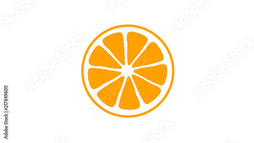 Fresh orange slice vector illustration isolated on white background. Minimalist citrus fruit icon graphic design for food menu and summer logo elements.