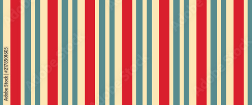 Retro seamless horizontal stripe pattern in red, blue, and cream colors. Clean geometric background for textile, wallpaper, fabric, wrapping paper, and surface design.
