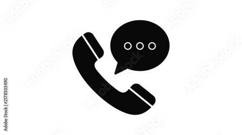 Telephone handset with speech bubble silhouette receiver