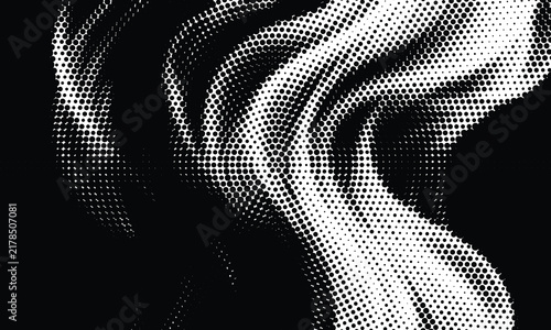 Abstract black and white halftone wavy pattern vector 485