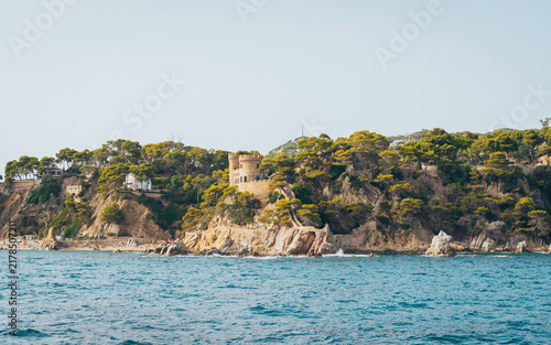 The Historic Castell d'en Plaja Castle on the Rocky Coastline of Lloret de Mar, Costa Brava, Spain