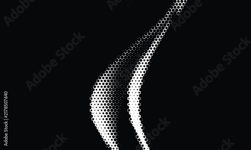 Abstract White Halftone Smoke Wave Pattern on Black Background Vector Design