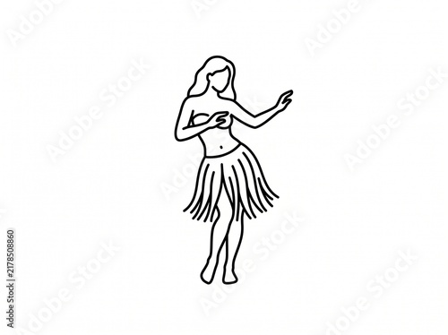 Hawaiian Hula Dancer Icon Silhouette Vector Illustration