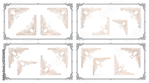 Ornate Corner Flourishes Set, Decorative Borders, Vintage Design Elements