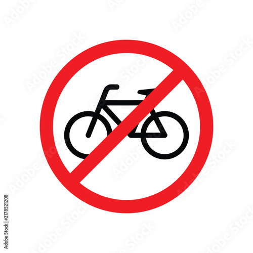 Картината върху платно No cycling prohibition sign vector illustration