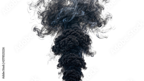 Bild auf Leinwand Dense black smoke plume with wispy tendrils, isolated on transparent background