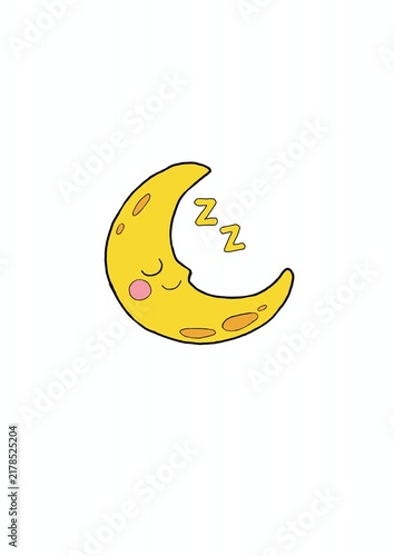 Obraz na plátně Cute Sleeping Crescent Moon Illustration