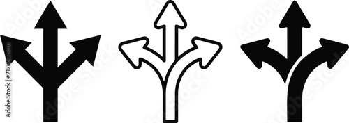 Canvastavla Black and white directional split arrows indicating choices and alternative path