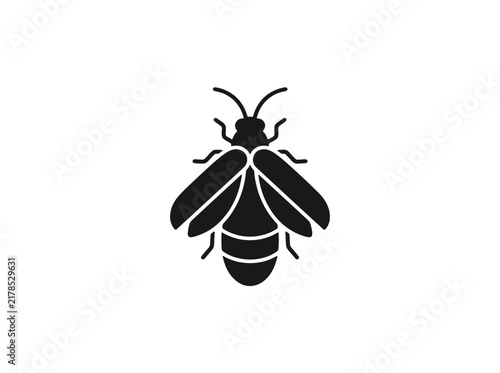 A black firefly or beetle silhouette - ideal for nature-themed icons, graphic design elements, educational illustrations, and minimalist logos