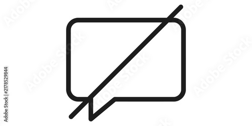 Quadro su tela Chat bubble icon with diagonal slash strike through indicating disabled communication or muted message conversation
