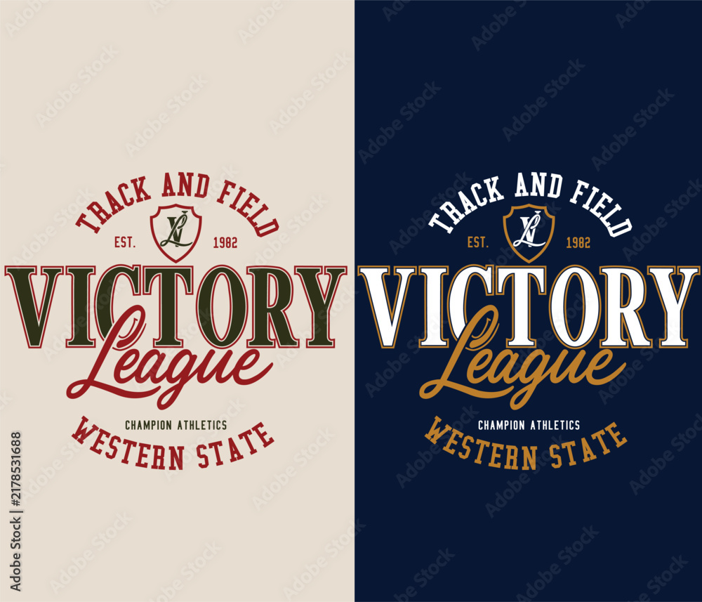 Obraz premium Track and Field Victory League Champion Athletics Western State 1982 college typography print artwork