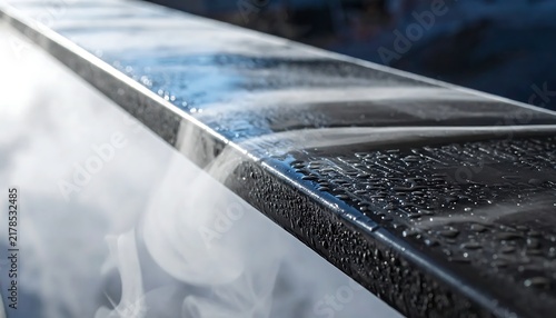 Close-up view of a snowy road surface texture.