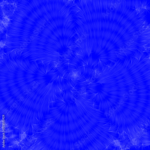 Картината върху платно Abstract blue pattern with fine white curved line swirls and geometric complexit