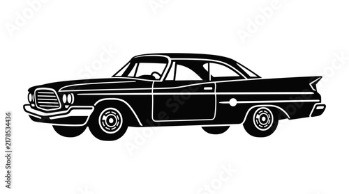 Vintage classic car silhouette profile view.