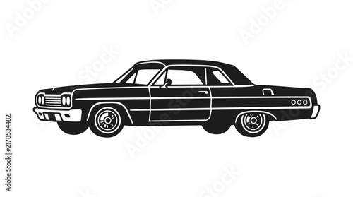 Vintage classic muscle car side profile vector.