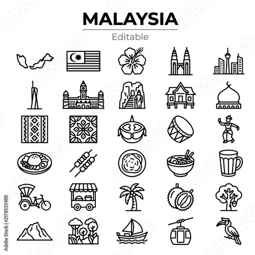 Malaysian Culture and Tourism Minimalist Icon Collection