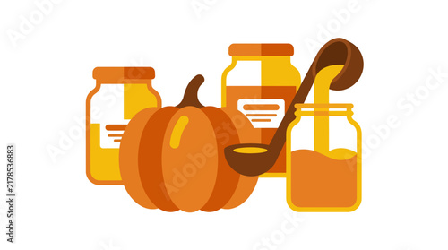 Autumn Canning Process and Homemade Food Preservation Illustration