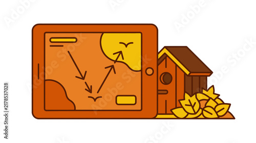 Bird Migration Tracking and Wildlife Research Illustration