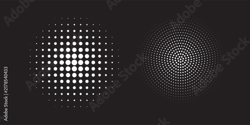 Halftone gradient. Dotted gradient, smooth dots spraying and halftones dot background seamless horizontal geometric pattern vector template set. unique dots modern circles