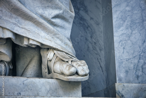 View Of Leg Fragment Of Marble Statue