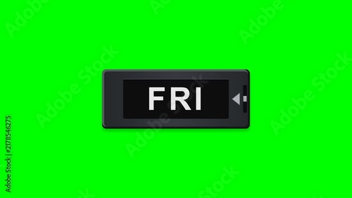 Days of the Week Digital Counter Animation on Green Screen