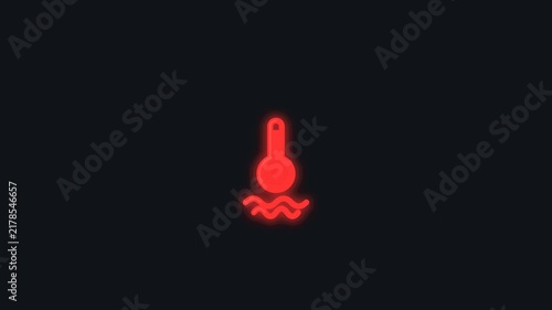 Car Engine Coolant Temperature Red Warning Light Symbol