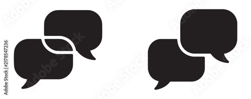 Foto Two styles of overlapping black speech bubbles showing intersecting dialogue concept for app interface