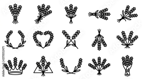Collection of Hand Drawn Lavender Illustrations in Various Styles.