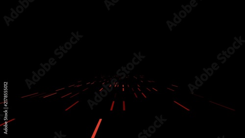 Foto Dark red illuminated grid receding into black